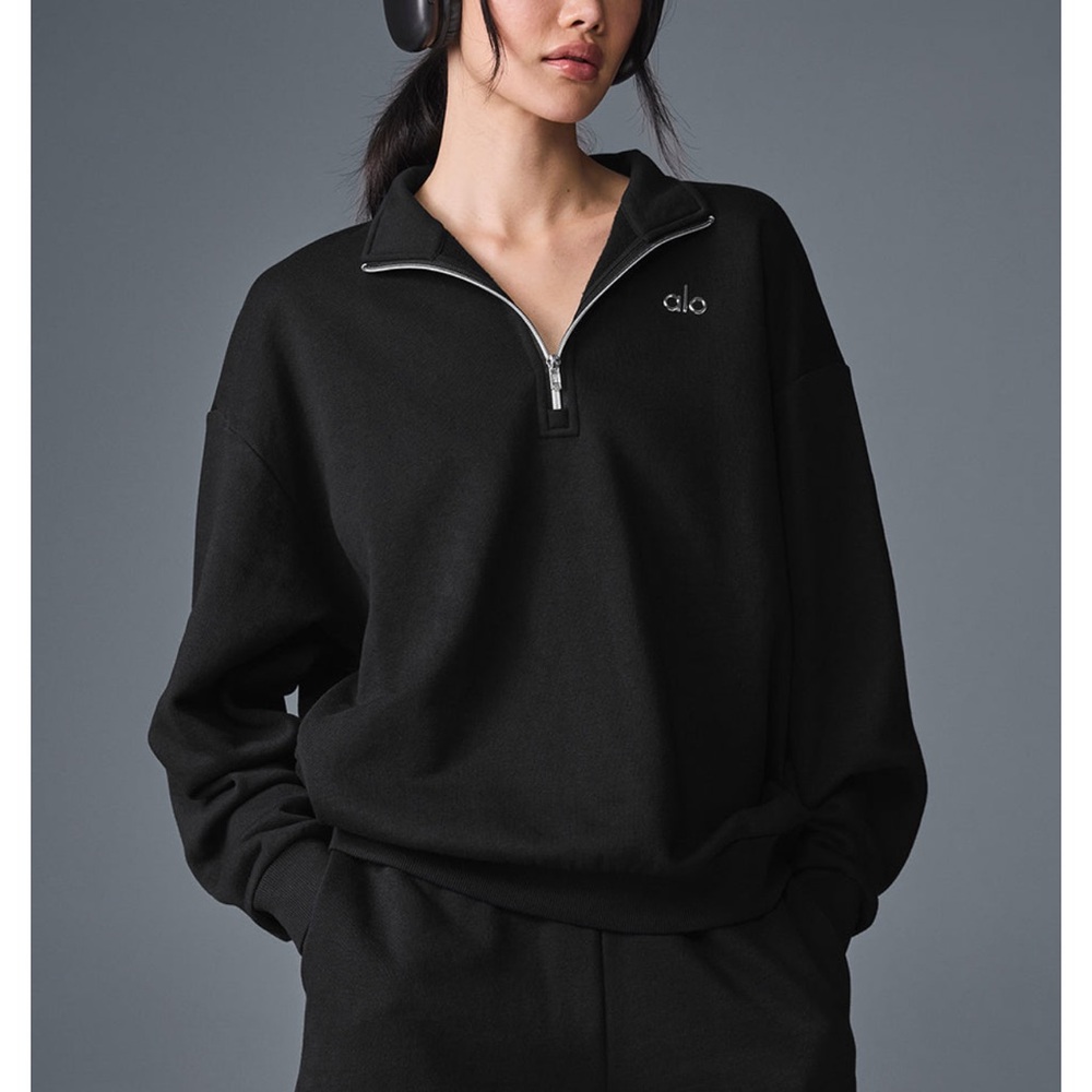 New with tags Alo black Accolade 1/4 Zip Pullover size xs quarter zip